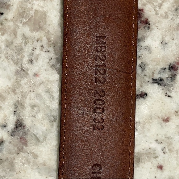 Fossil Genuine Leather Brown Belt 32” Braided Woven Bow Tie Embossed Solid Brass - Picture 7 of 8